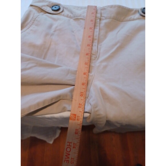 Talbots vintage wide leg khaki pants 10 cotton stretch pockets button accents - Picture 8 of 10